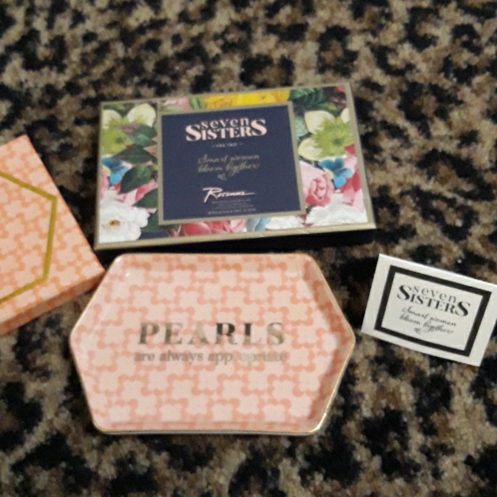 Pearls are always a good idea jewelry Tray Valet Seven Sisters Kennedy Quote NEW - Picture 4 of 6